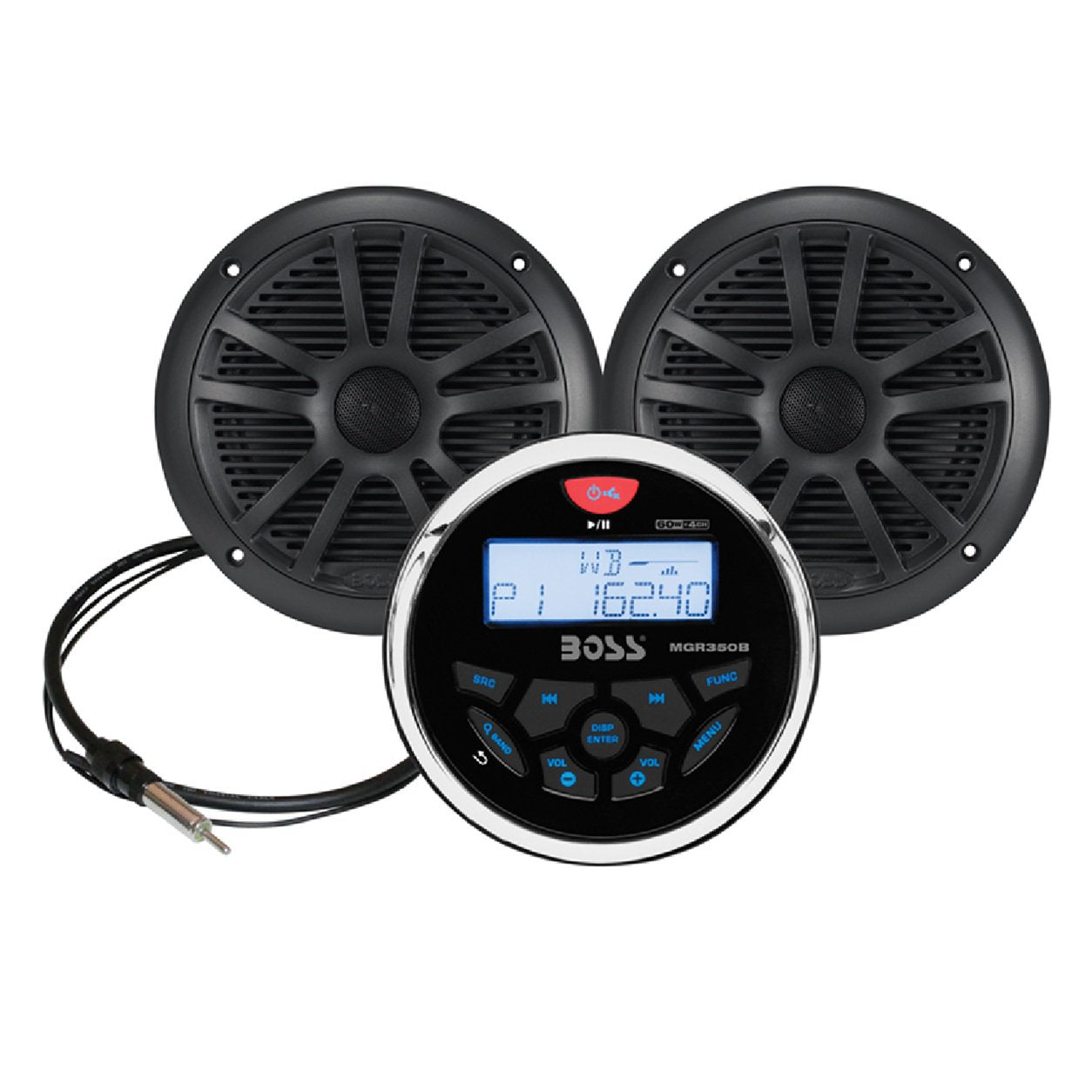 Boss Audio Marine Stereo & 6.5" Speaker Kit - Black -MCKGB350W.6