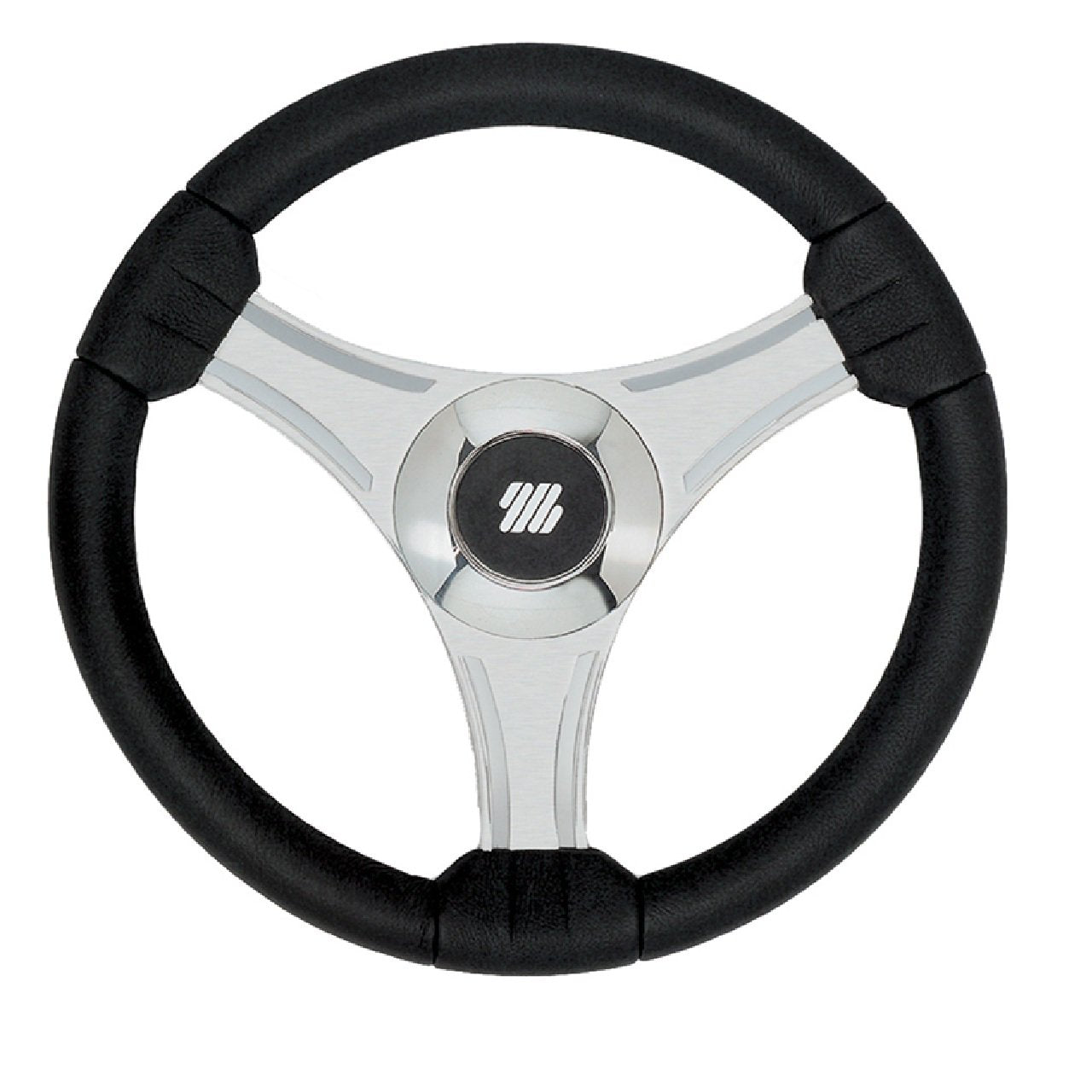 Uflex - Tavolara - 13.8" Black Boat Steering Wheel w/Silver Spokes & X62 Hub