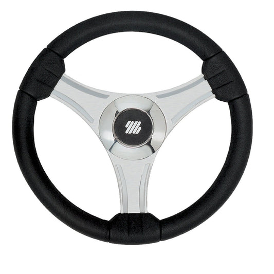 Uflex - Tavolara - 13.8" Black Boat Steering Wheel w/Silver Spokes & X62 Hub
