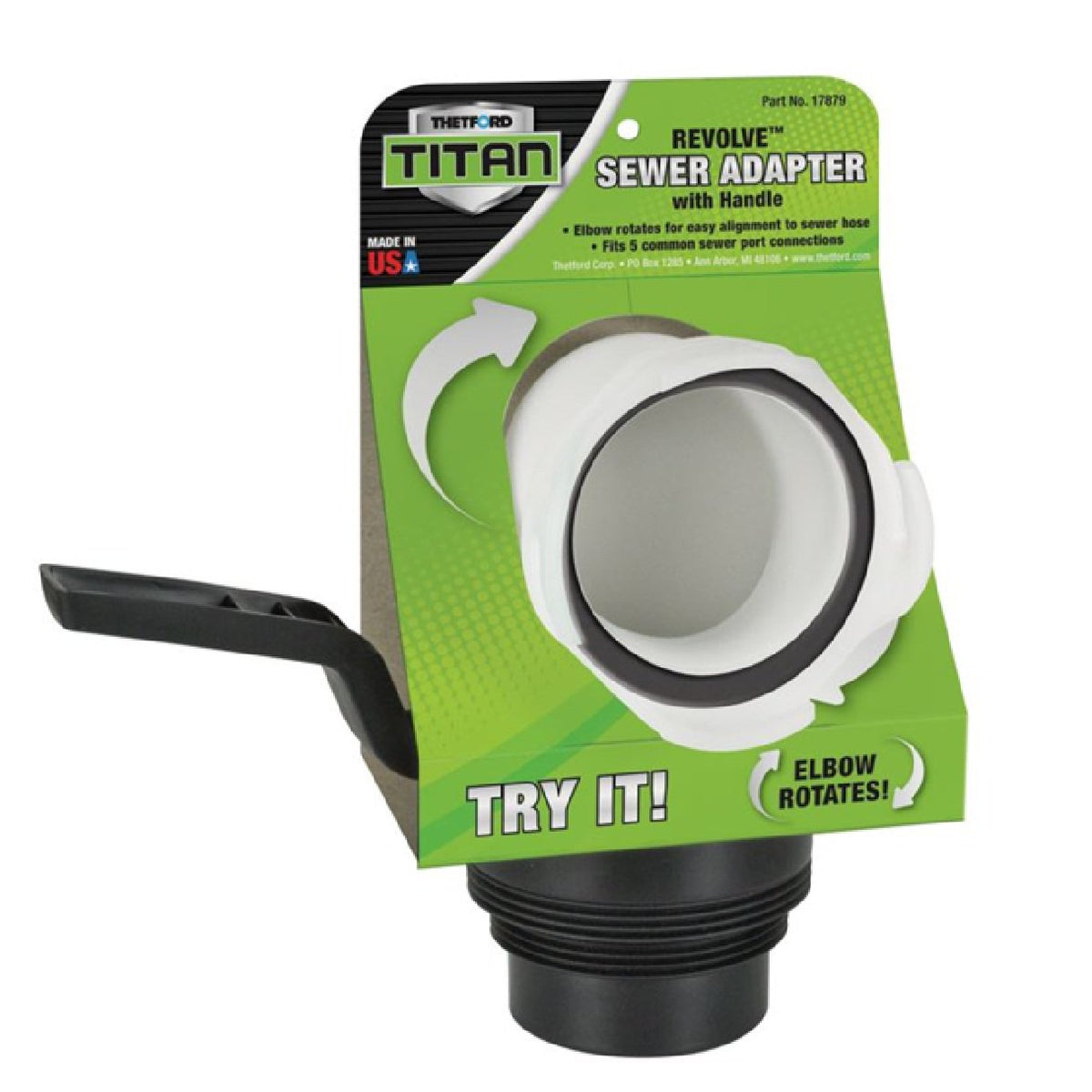 Thetford Titan Revolve Rotating Sewer Adapter w/Handle & Universal Bayonet