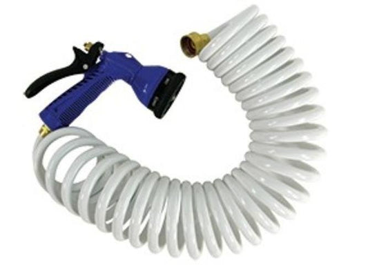 Whitecap 15' White Coiled Hose w/Adjustable Nozzle P-0440