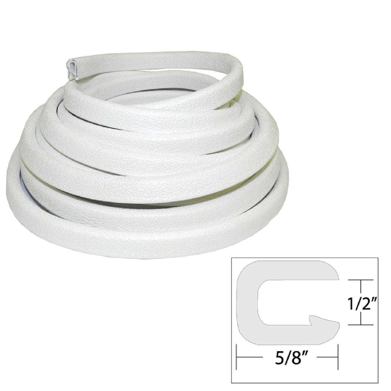 TACO Flexible Boat Vinyl Trim - ½" Opening x ⅝"W x 25'L - White
