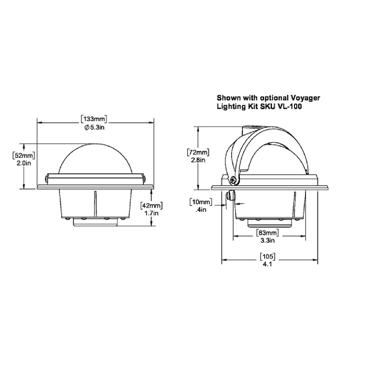 Ritchie RU-90 Voyager Compass - Flush Mount - Black