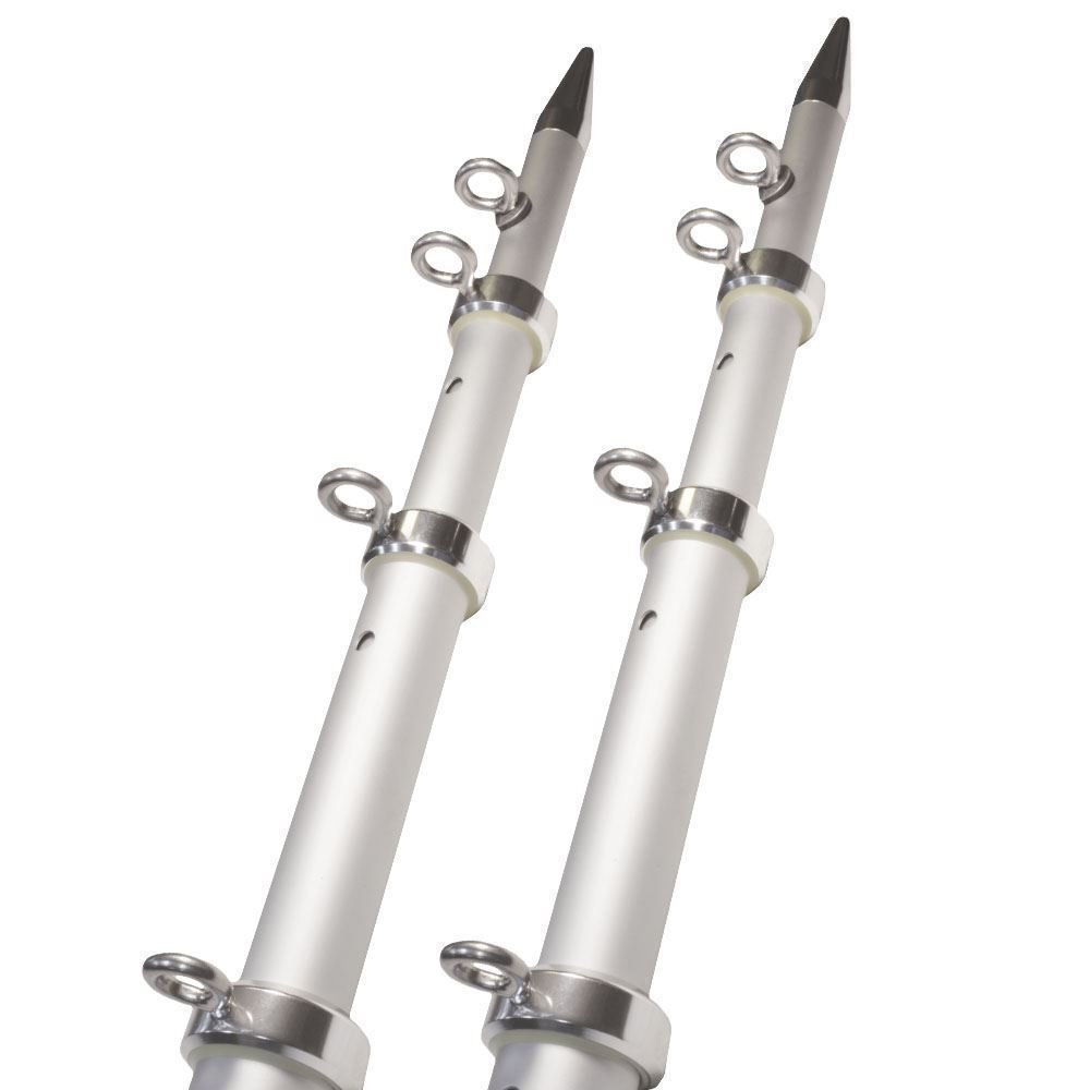 TACO 15' Telescopic Fishing Outrigger Poles HD 1-½" - Silver/Silver
