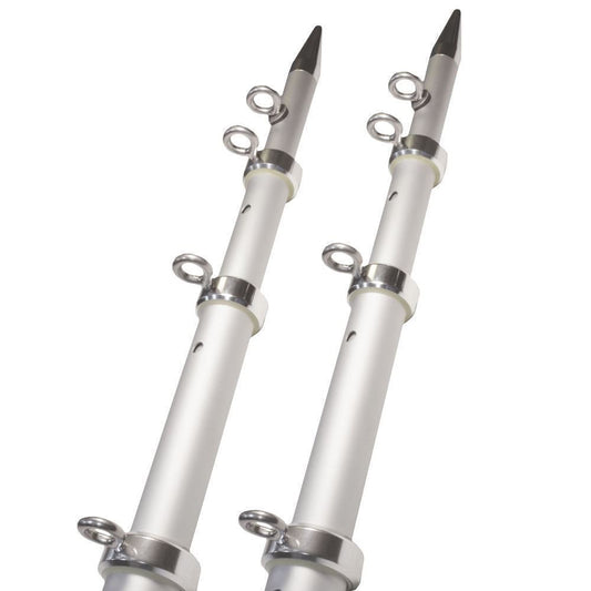 TACO 15' Telescopic Fishing Outrigger Poles HD 1-½" - Silver/Silver