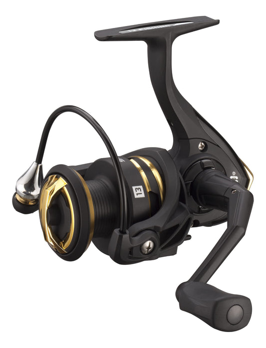 13 FISHING - Source R Spinning Fishing Reel - 5.2:1 Gear Ratio - 4.0 Size (Fresh) - Black/Gold