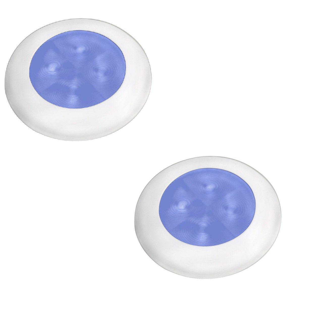 Hella Marine Slim Line LED 'Enhanced Brightness' Round Boat Courtesy Lamp - Blue LED (2 pack)