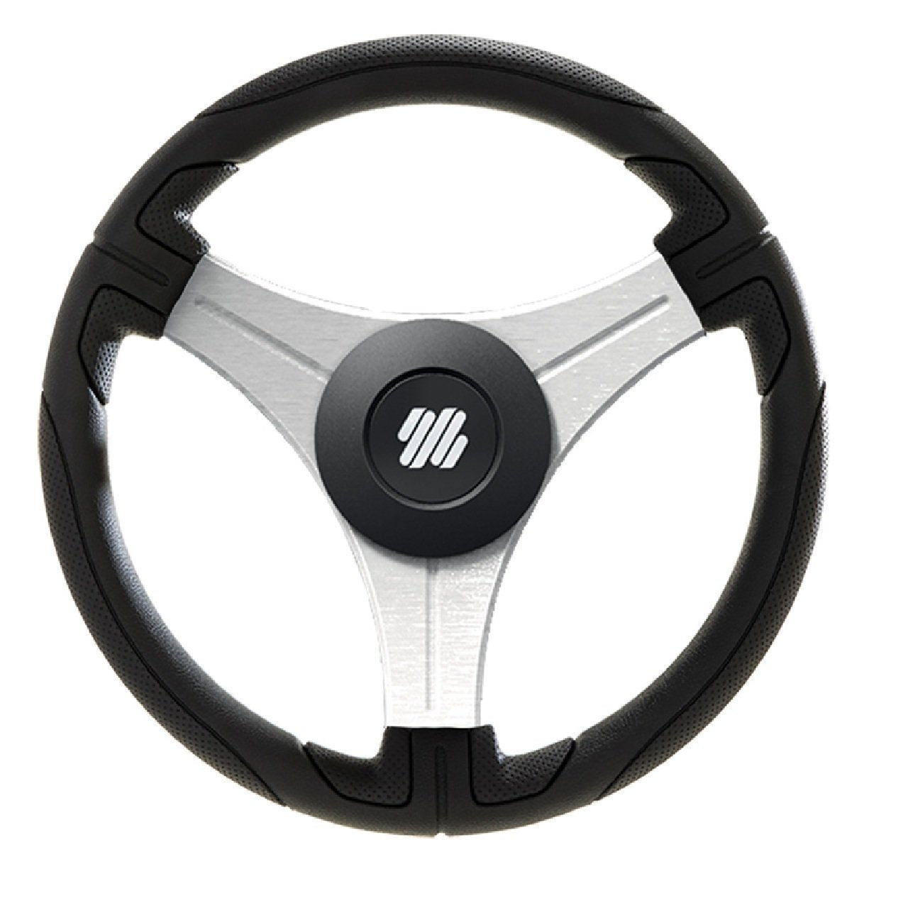 Uflex Ustica 13" Boat Steering Wheel - Black - w/Silver Spokes & X62 Hub