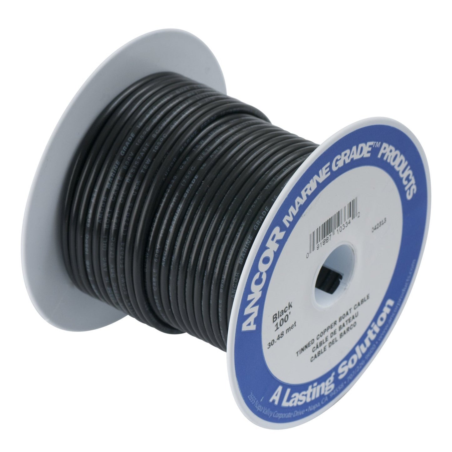 Ancor 112005 Marine Grade Electrical Tinned Copper Battery Cable (6-Gauge, Black, 50-Feet)