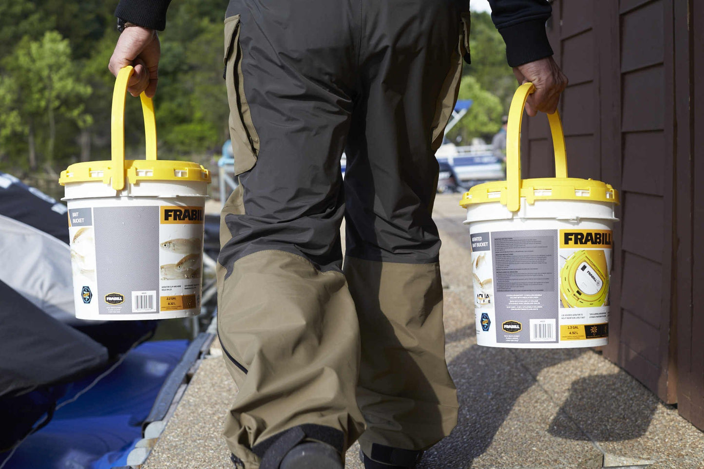 Frabill 2.2 Gallon Bait Bucket, White and Yellow (4820)