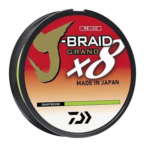Daiwa J-Braid Grand X8,  Chartreuse, 150 yrd 10lb Braid/40lb Mono Equivalent-Filler Spool,