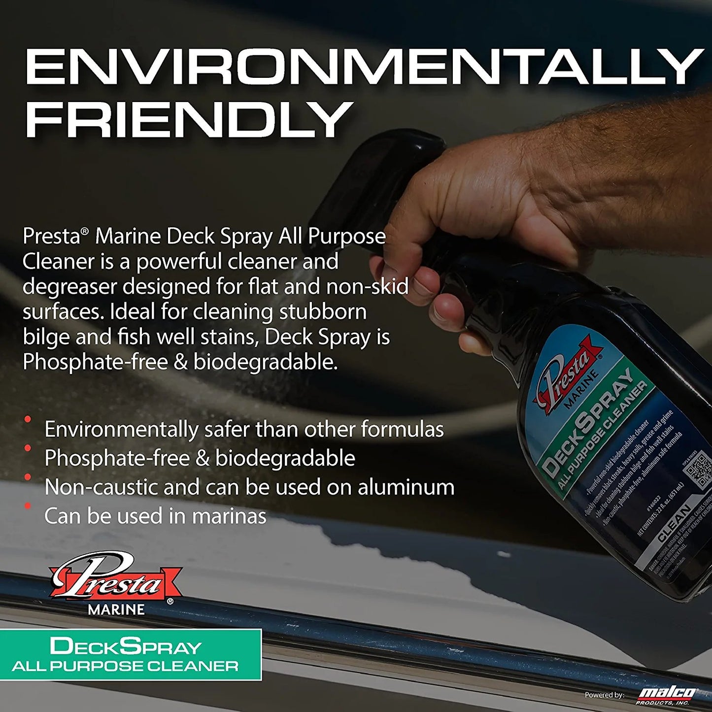 Presta Deck Spray All Purpose Cleaner - Powerful, Non-Skid Biodegradable Cleaner