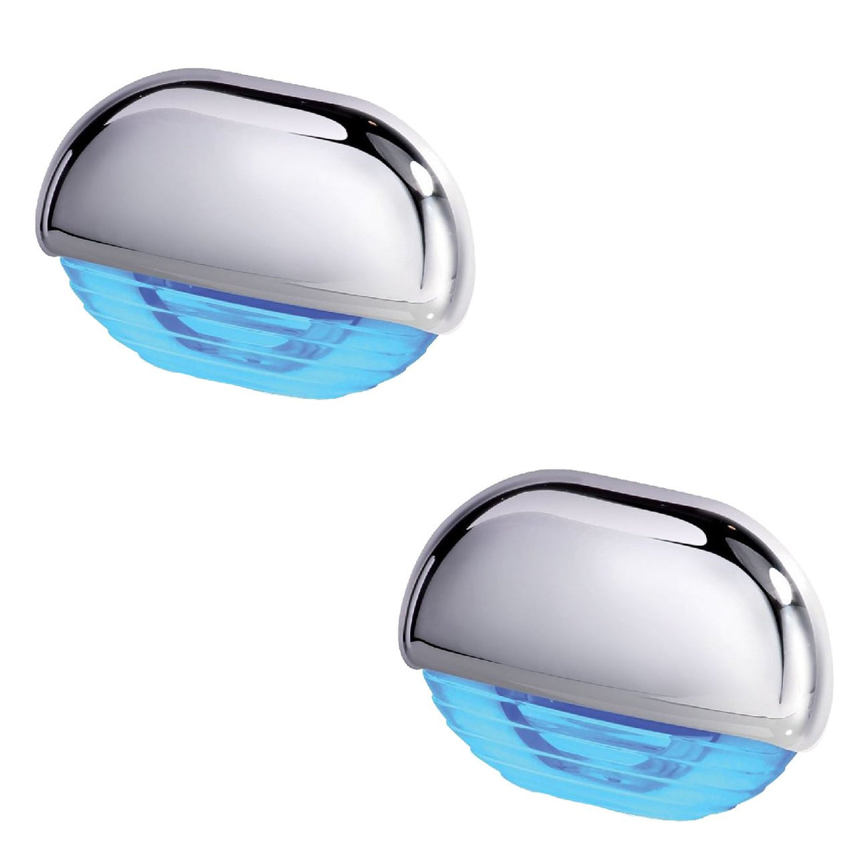 Hella Marine Blue LED Easy Fit Step Light w/Polished Stainless Steel Cap (2 Pack)