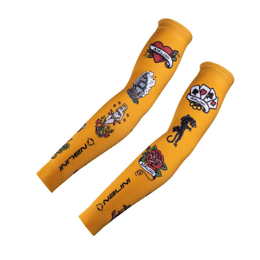 Nalini Funny Tattoo Arm Cycling Warmers (Orange)