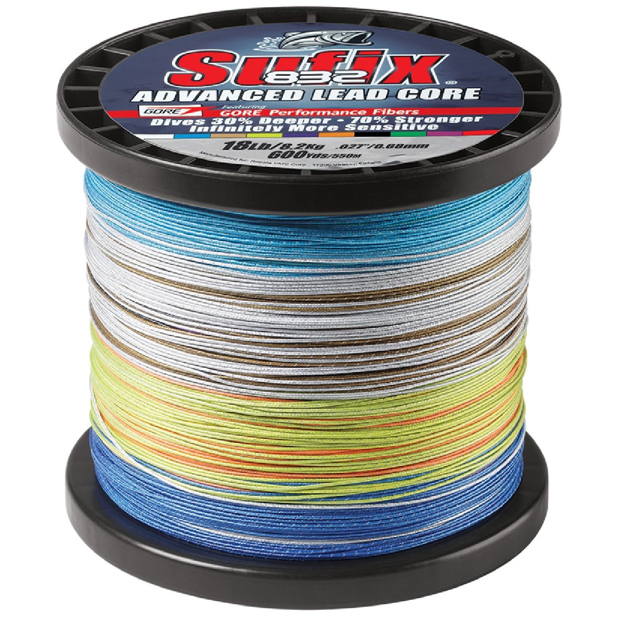 Sufix 832 Advanced Lead Core - 18lb - 10-Color Metered - 600 yds