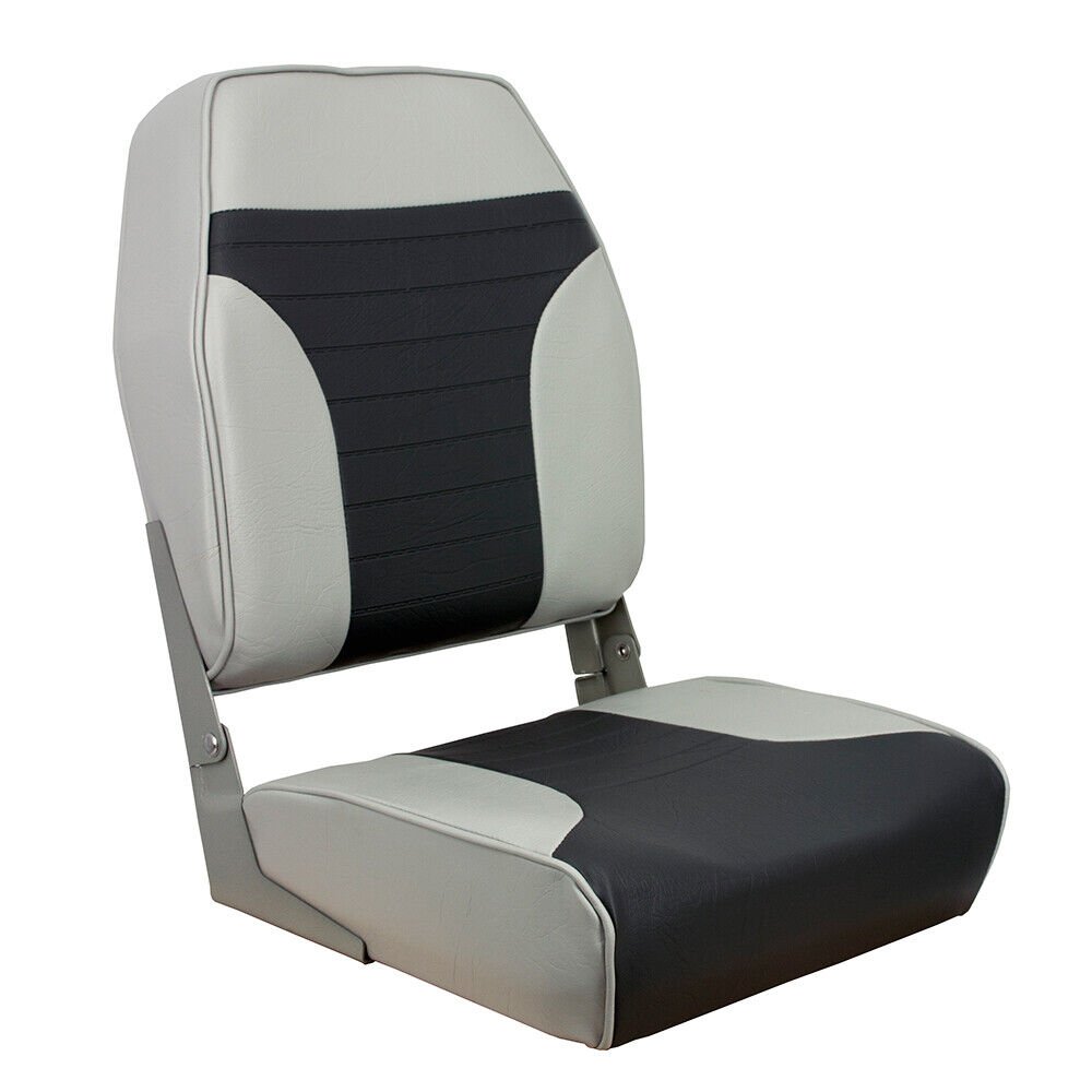 Springfield High Back Folding Boat Seat - Gray/Charcoal