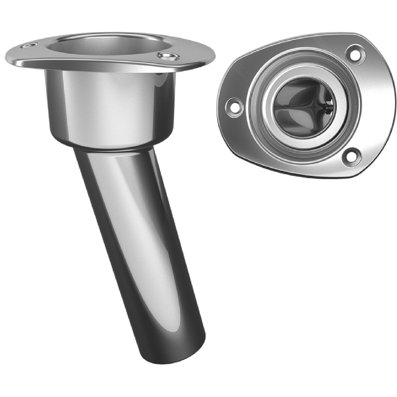 Mate Series Stainless Steel 15 deg Rod Holder - Open - Oval Top