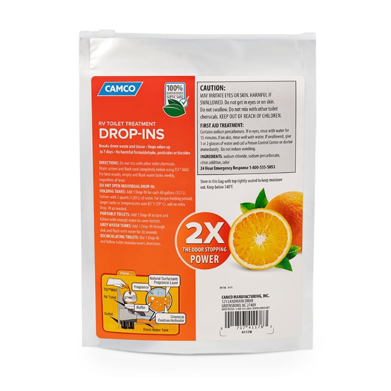 Camco TST MAX Orange RV Toilet Treatment Drop-Ins *10-Pack