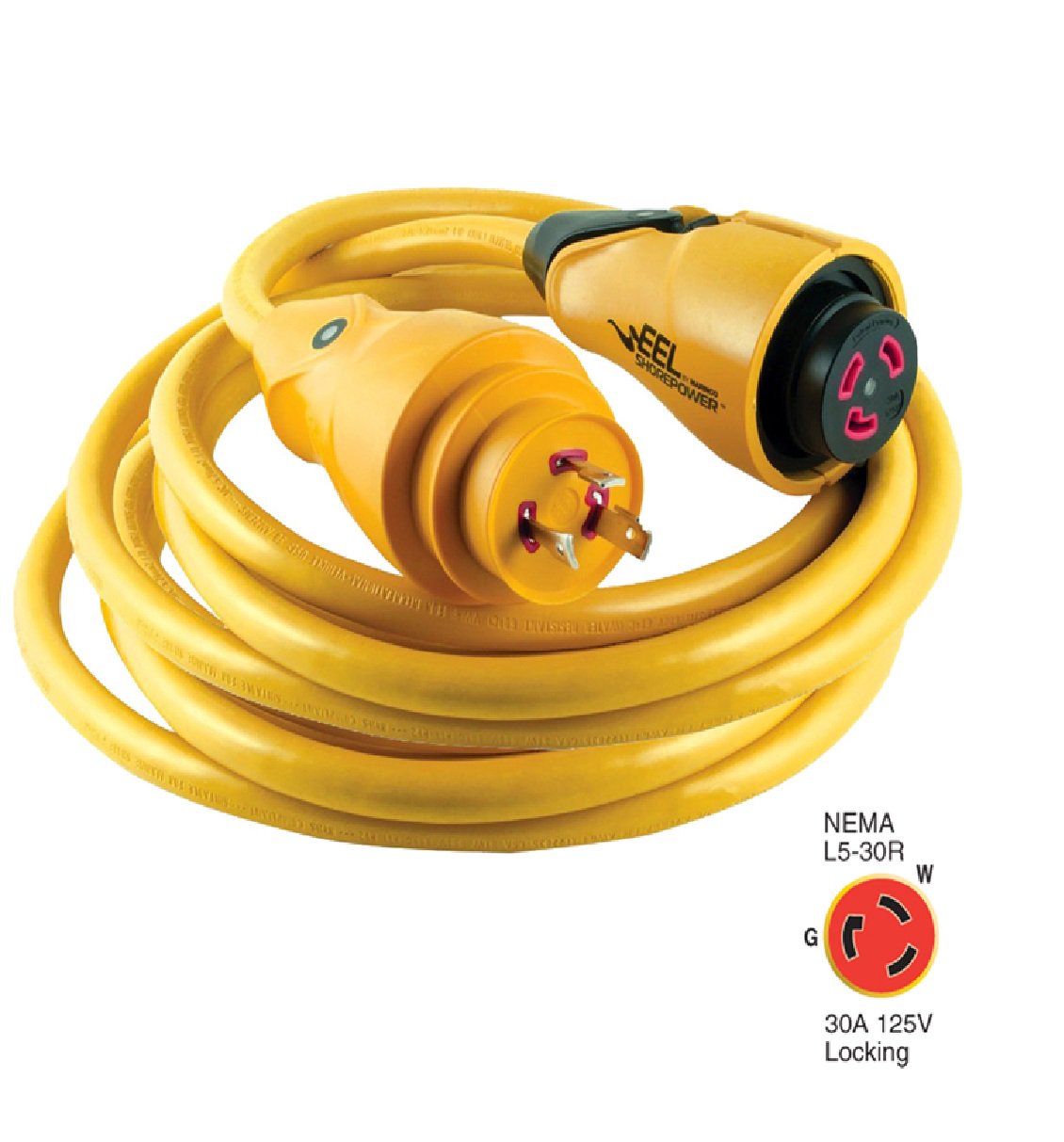 Marinco CS30-50 EEL 30A 125V Shore Power Cordset - 50' - Yellow