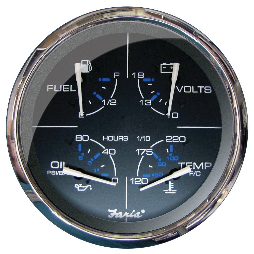 Faria Chesapeake Black 5" Multifunction Boat Gauge Black