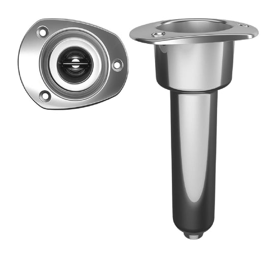 Mate Series Stainless Steel 0° Rod & Cup Holder - Drain - Oval Top