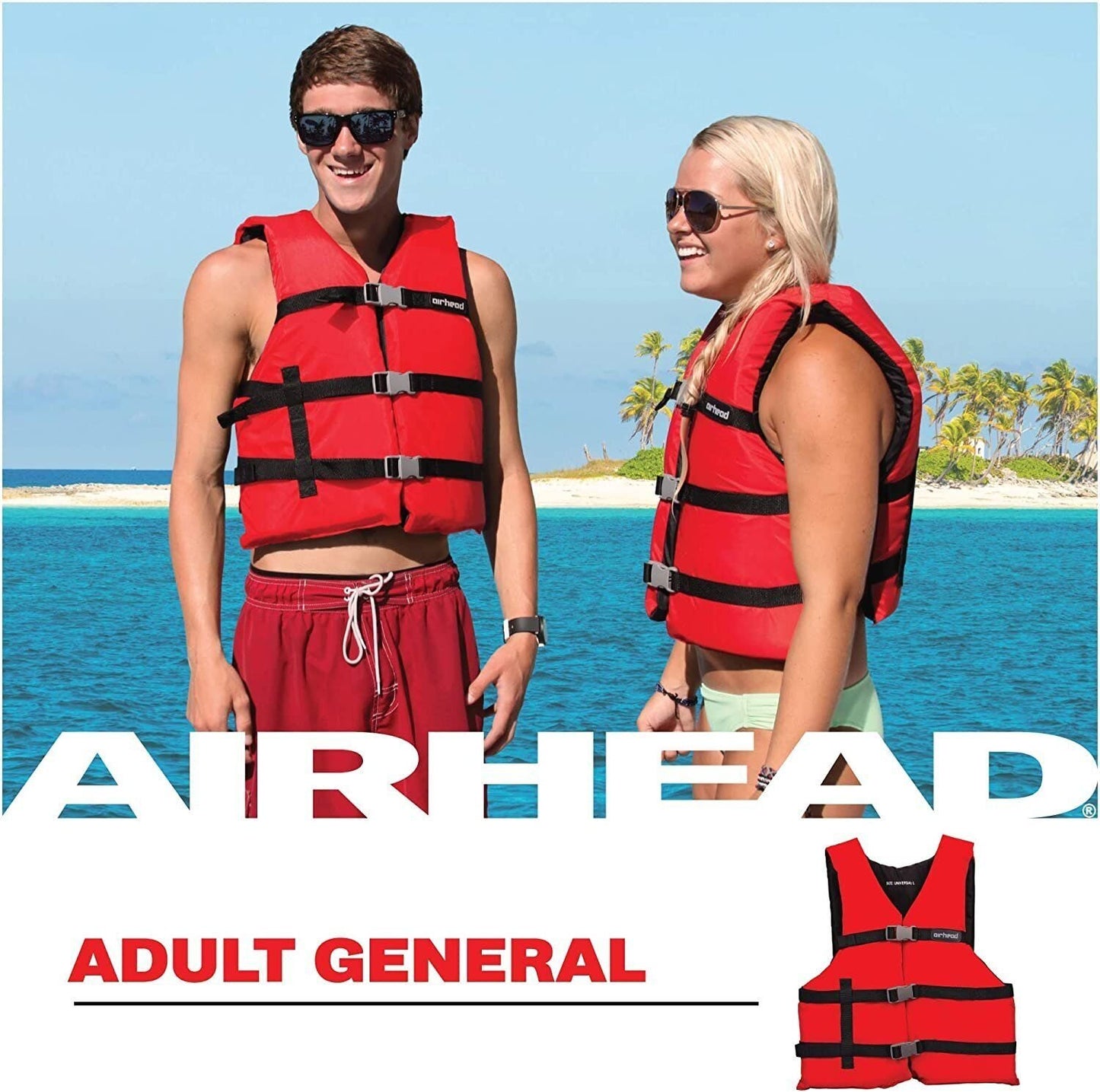 Airhead General Purpose Adult Life Vest, PFD Red, 10002-15-A-RD