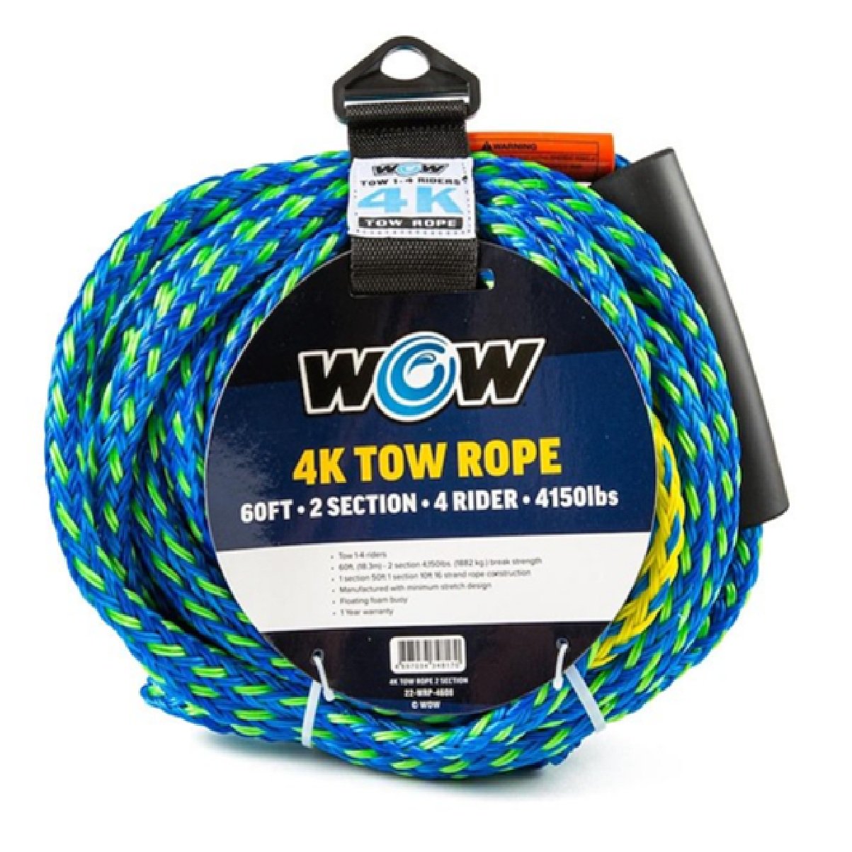WOW Watersports 60-Foot Tow Rope for Towables - 4150 lb Strength