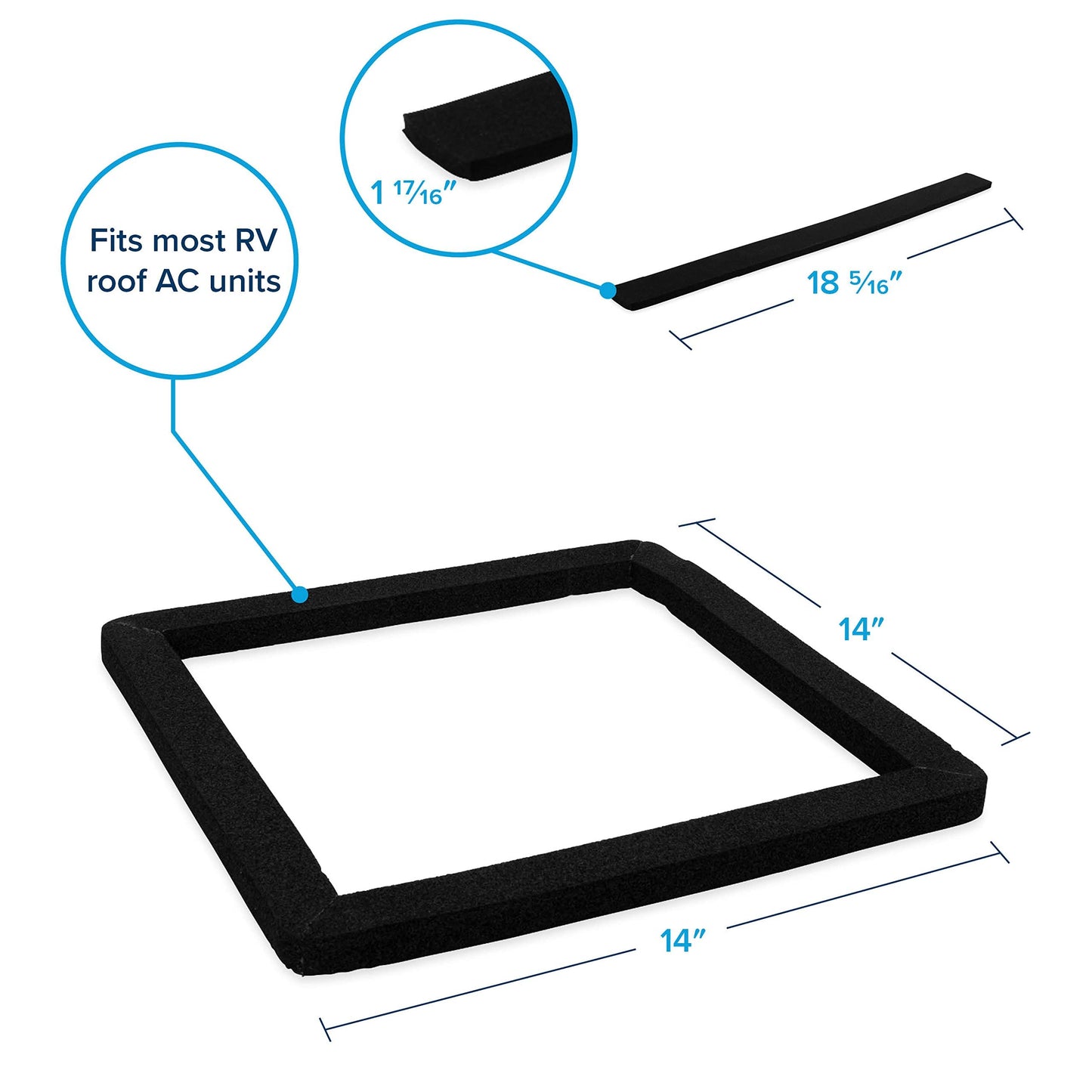 Camco 14-Inch x 14-Inch Universal Camper Roof A/C Gasket Kit |