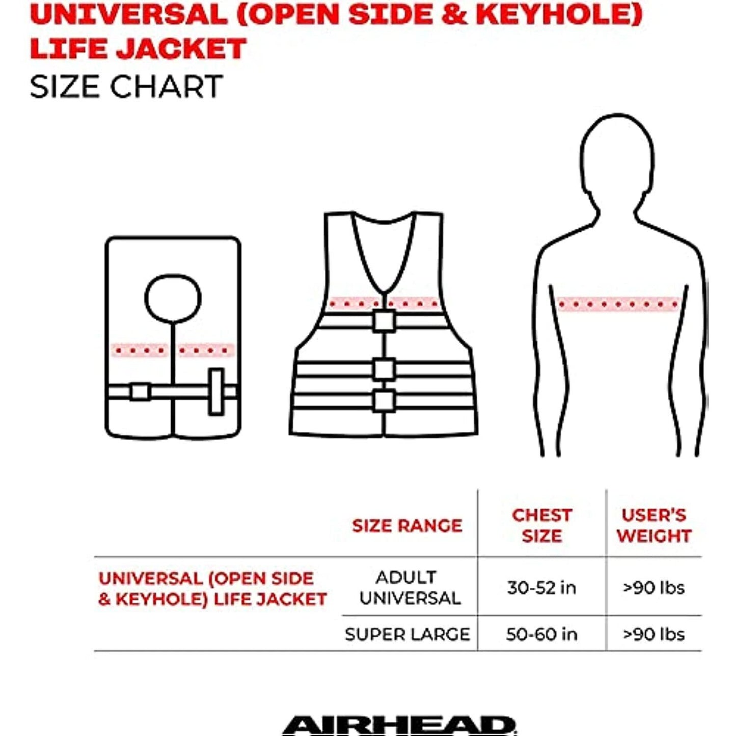 AIRHEAD GENERAL PURPOSE LIFE VEST Red 50-62"
