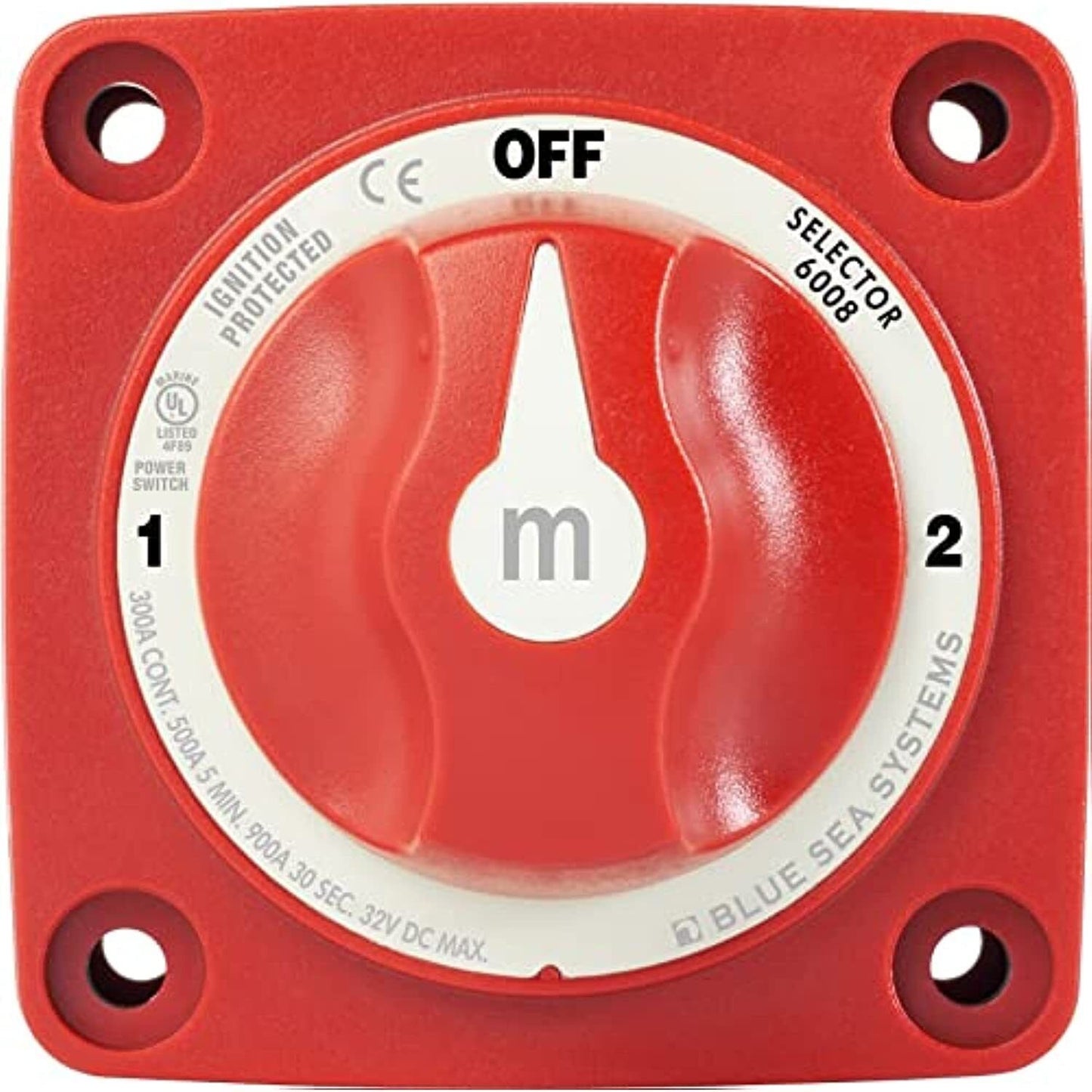Blue Sea 6008 M-Series Battery Switch 3 Position - Red