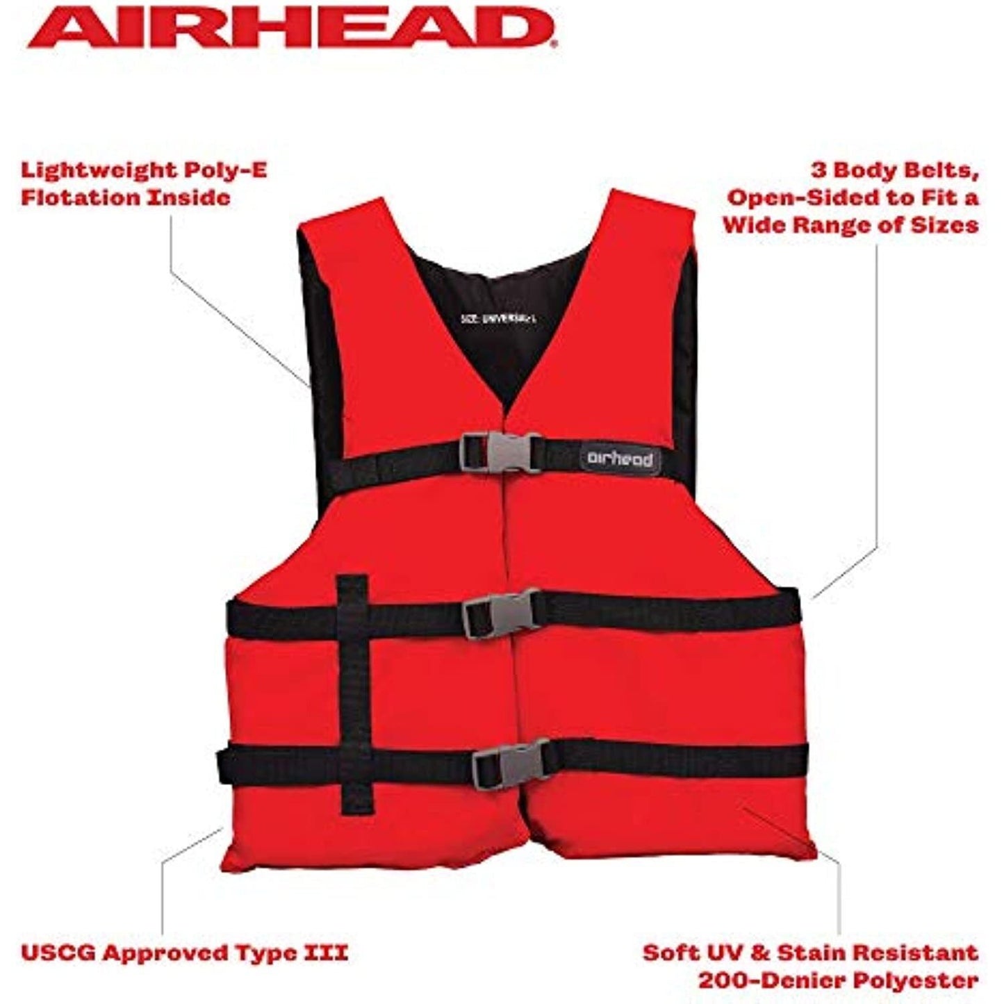 AIRHEAD GENERAL PURPOSE LIFE VEST Red 50-62"