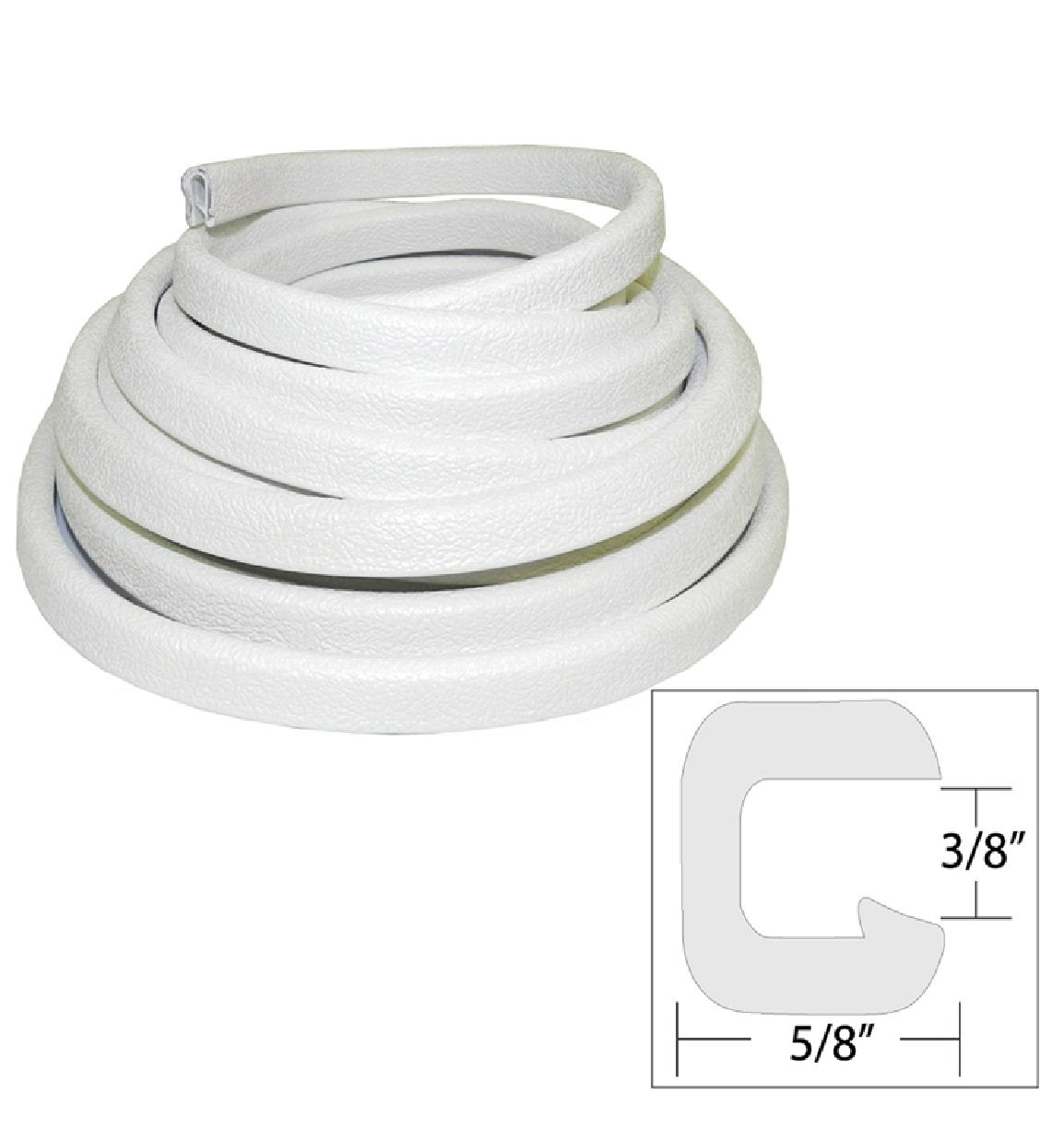 TACO Flexible Vinyl Boat Trim - ⅜" Opening x ⅝"W x 25'L - White