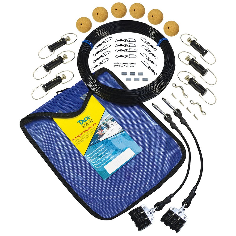 TACO Premium Fishing Outrigger Mono Triple Rigging Kit with bag