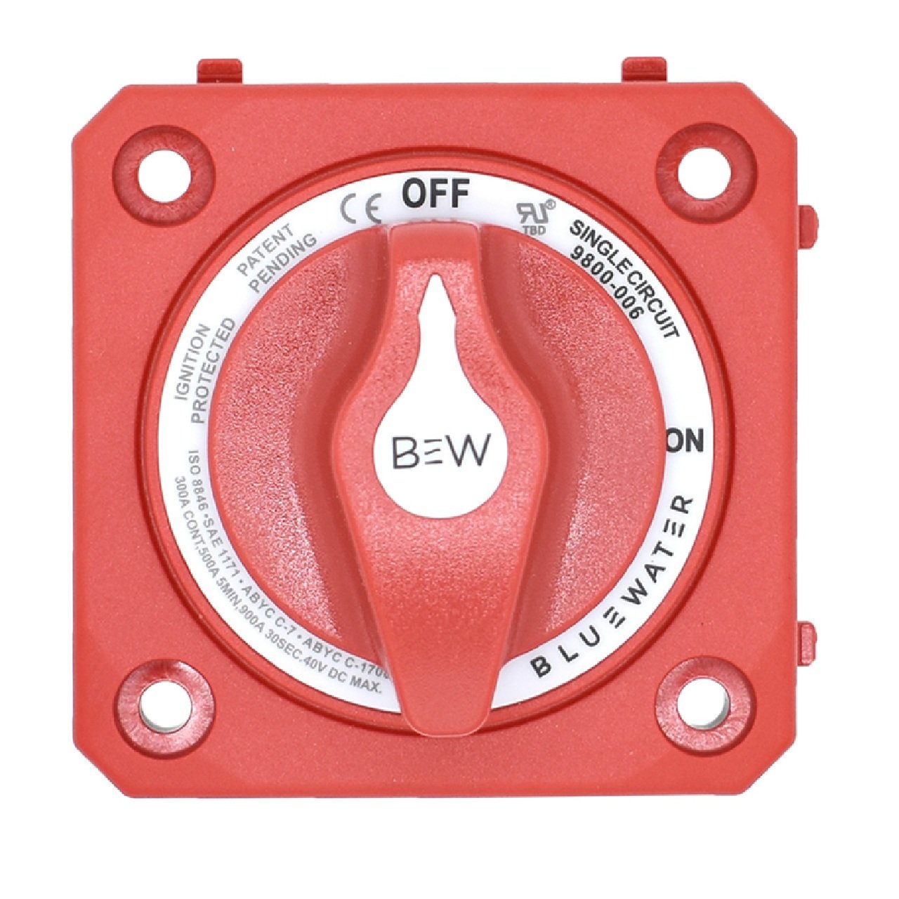 Bluewater On/Off Switch Battery Switch - Panel Mount - Red
