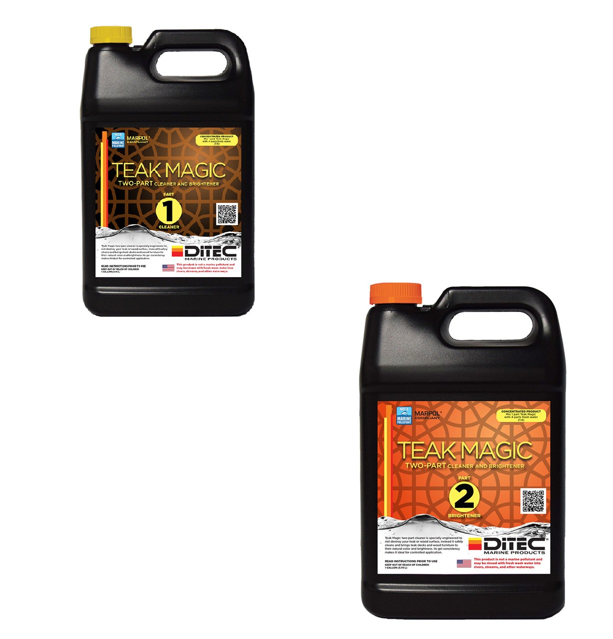 DiTEC Teak Magic: Part 1 and 2 Boat Teak Cleaner - Gallon Combo