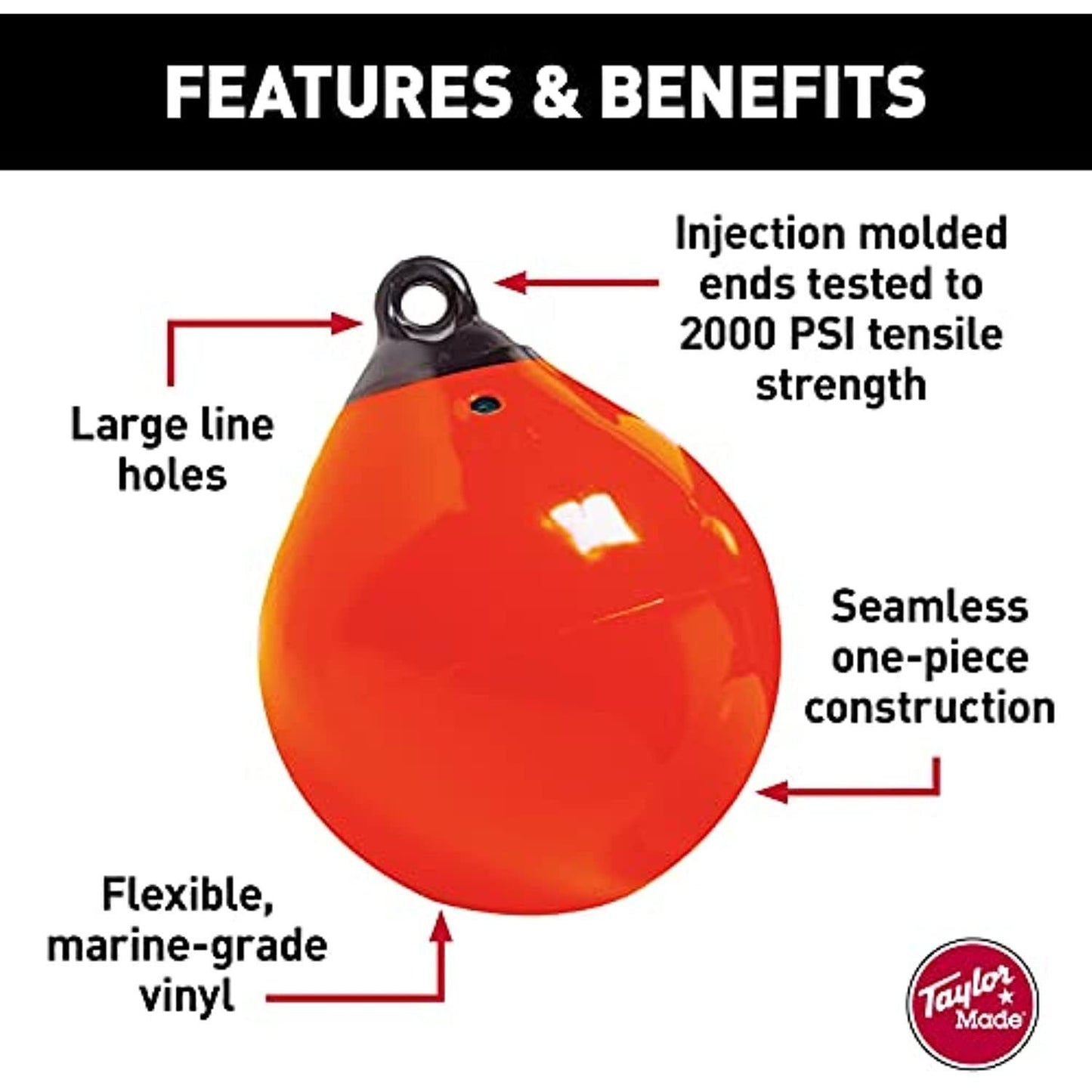 Taylor Made 21" Tuff End™ Inflatable Vinyl Buoy - Orange