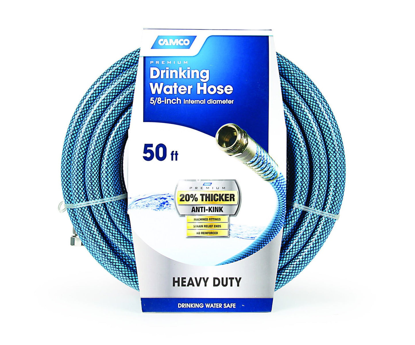 Camco Premium Drinking Water Hose - ⅝" ID - Anti-Kink - 50' for Boat or RV