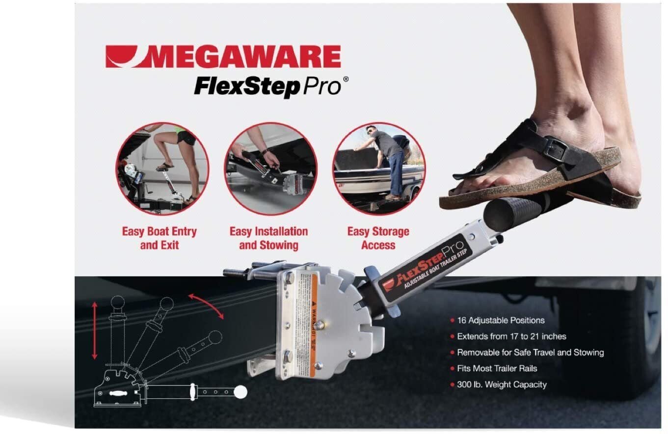 Megaware FlexStep® Pro Package - Aluminum Boat Trailer Step