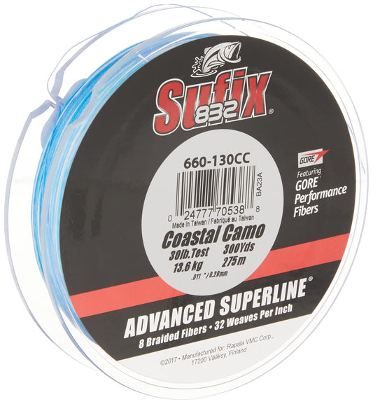 Sufix 832® Advanced Superline® Braid - 20lb Coastal Camo 300 yds Fishing Line