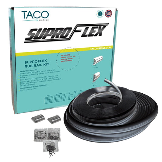 TACO SuproFlex Rub Rail Kit w/ Insert - 2"H x 1-1/4"W x 60'L - Black w/Black