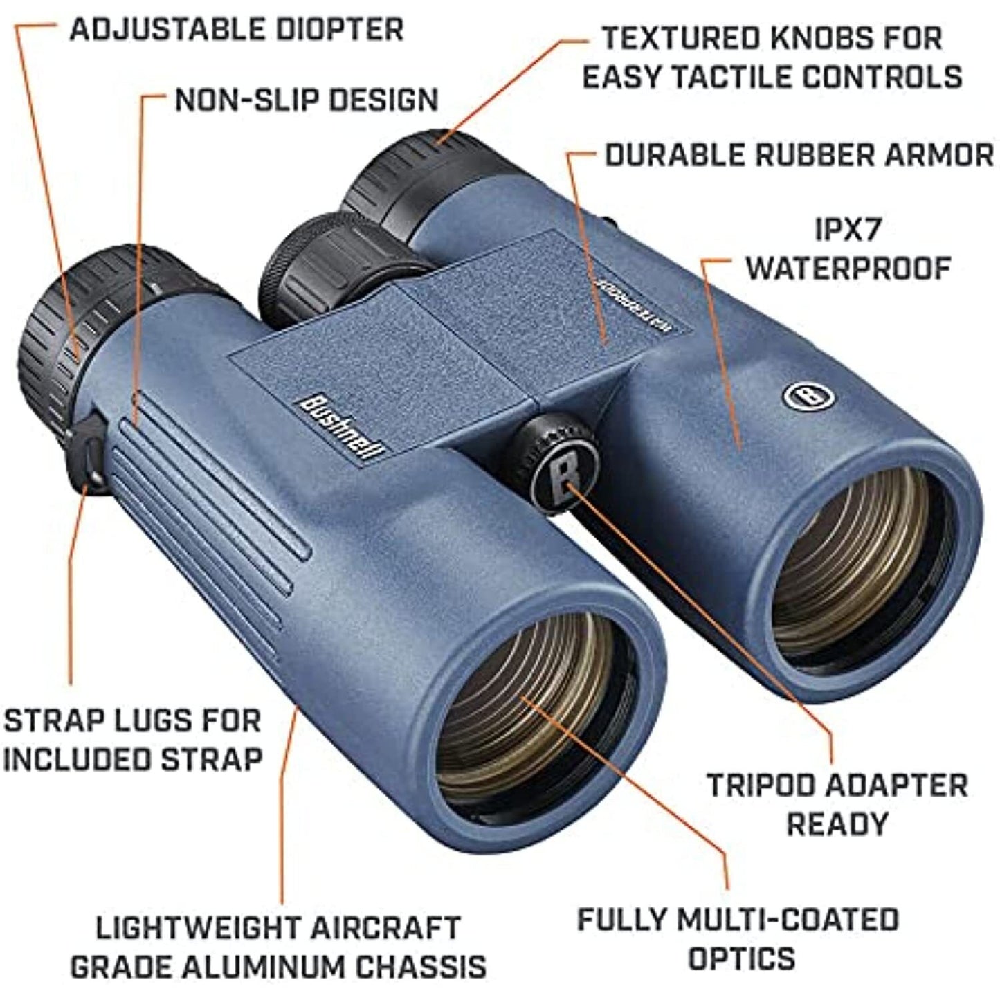 Bushnell H2O 8x42 Waterproof Binoculars 8x42mm Dark Blue Roof WP/FP, Twist Up