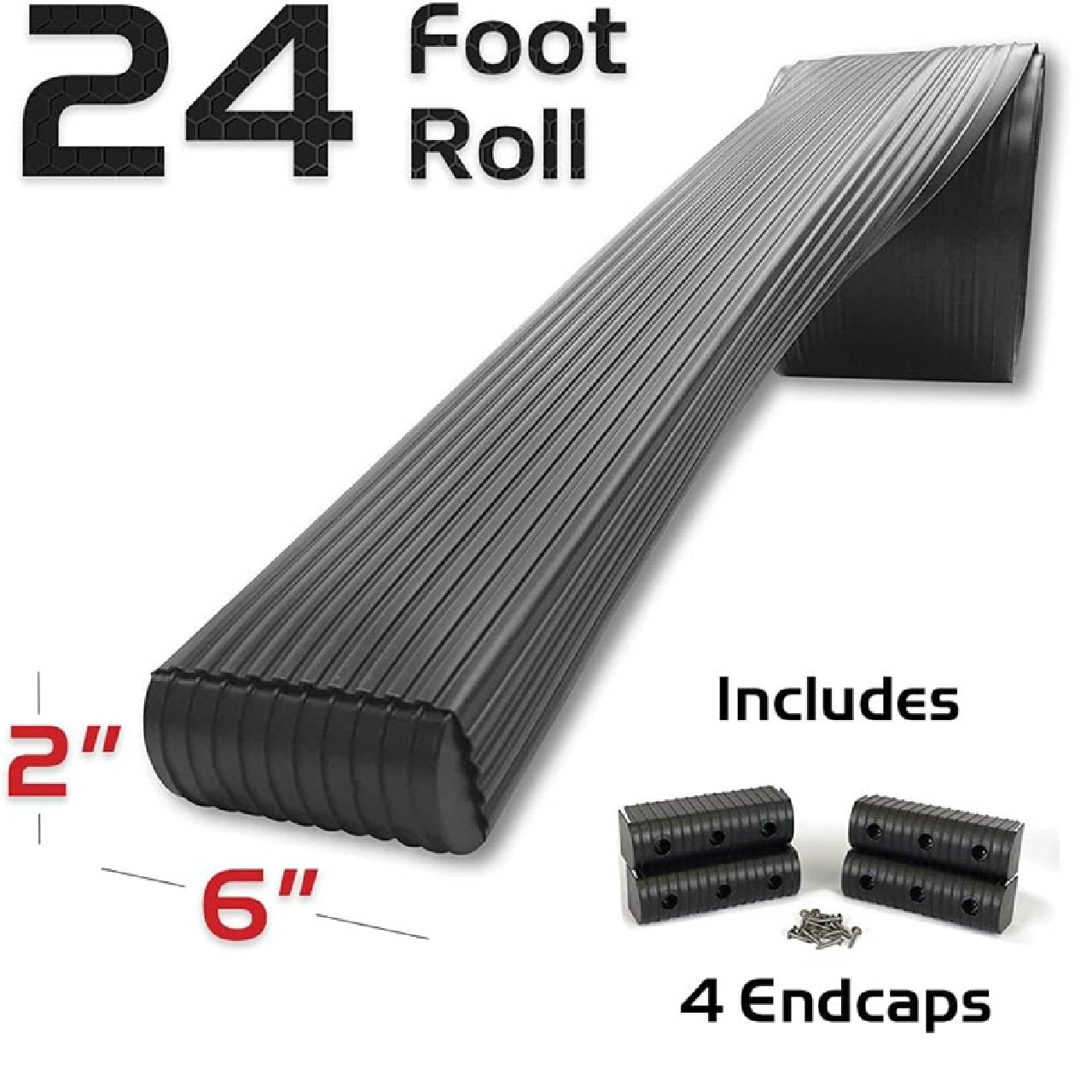 Caliber Boat Trailer BunkWrap Kit - Black 24' x 2" x 6" Roll + 4 Caps