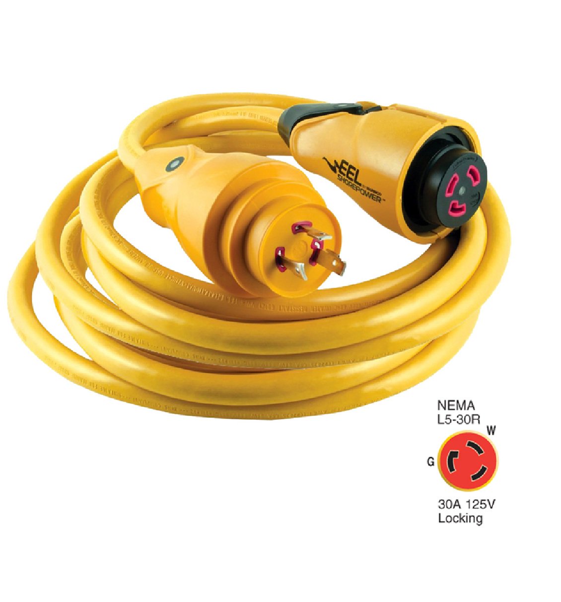 Marinco CS30-25 EEL 30A 125V Shore Power Cordset - 25' - Yellow