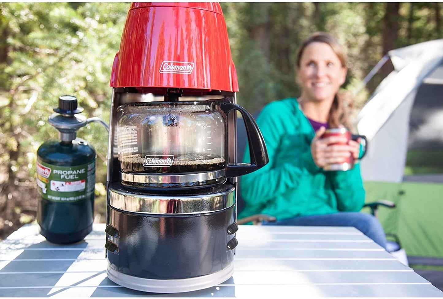 Coleman QuikPot Propane Coffee Maker RV Marine Camping 10-Cup Portable Brewer