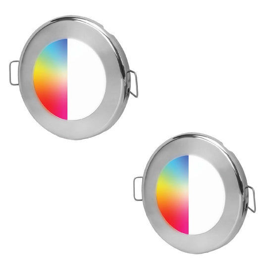 Hella Marine Euro LED75 RGBW Boat Downlight - SS Bezel (2 Pack)