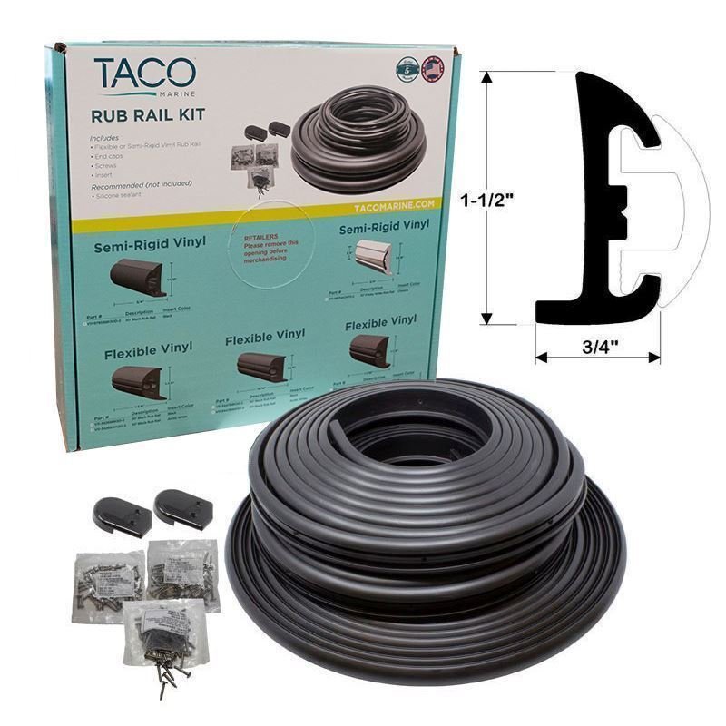 TACO SEMI-RIGID RUB RAIL KIT - BLACK W/BLACK INSERT - 50'
