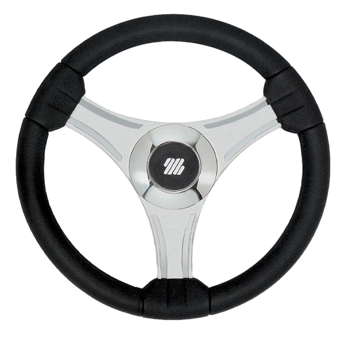 Uflex - Tavolara - 13.8" Black Boat Steering Wheel w/Silver Spokes & X62 Hub