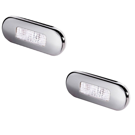 Hella Marine  Oblong LED Courtesy Lamp - White LED - SS Bezel (2 Pack)