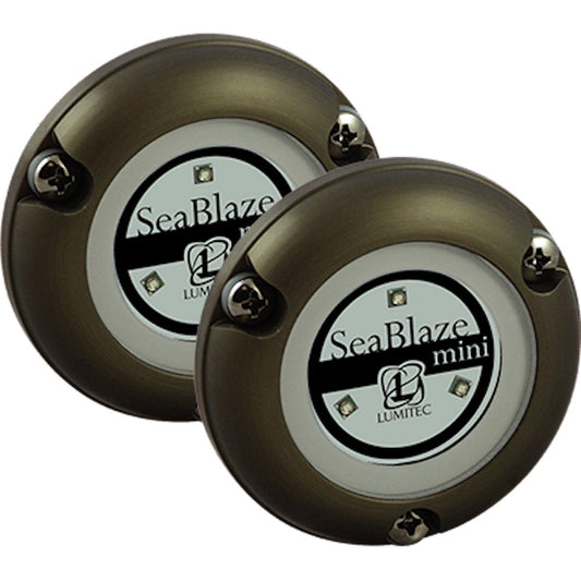 Lumitec Seablaze Mini Blue LED Underwater Light Brushed Finish 12/24v 2-Pack