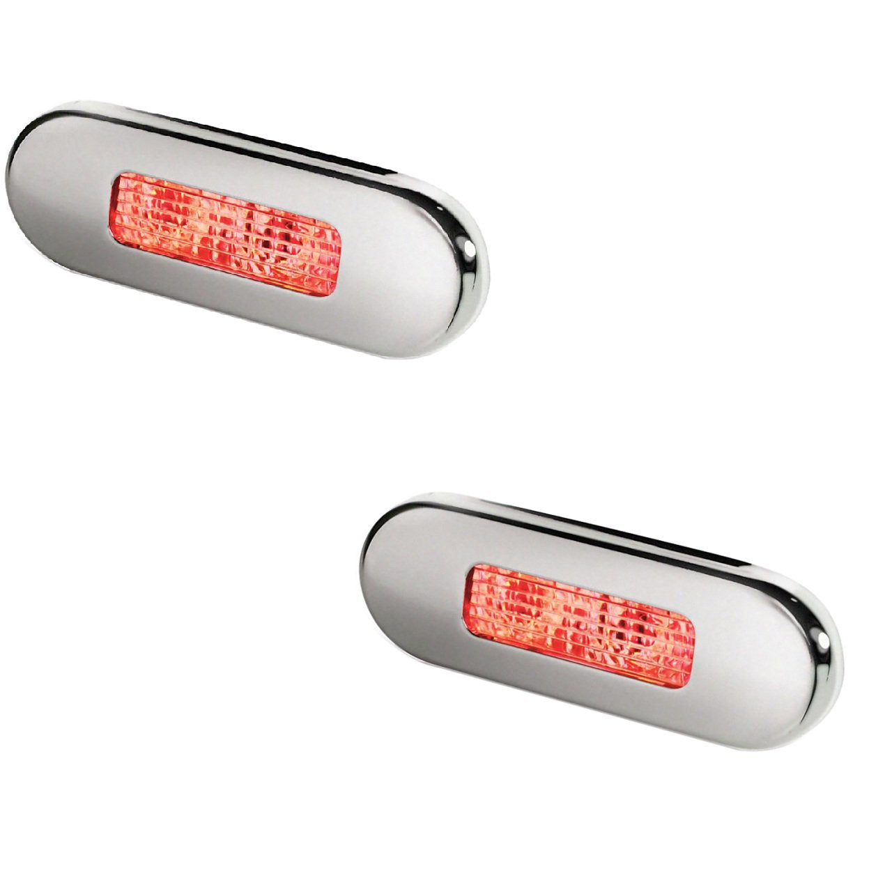 Hella Marine Surface Mount Oblong LED Courtesy Lamp - Red LED -SS Bezel (2 pack)